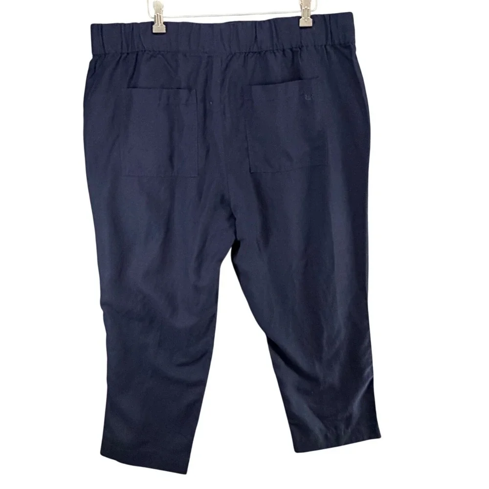Banana Republic Tencel Linen Pants Womens XL Blue Tapered Relaxed Minimalist